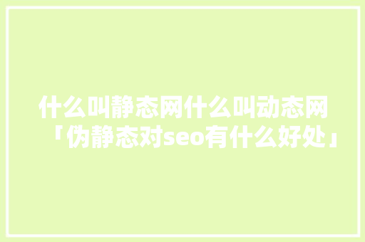 什么叫静态网什么叫动态网「伪静态对seo有什么好处」 什么叫静态网什么叫动态网「伪静态对seo有什么好处」 必应SEO