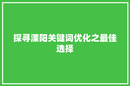 探寻溧阳关键词优化之最佳选择 GoogleSEO
