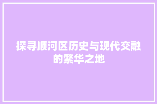 探寻顺河区历史与现代交融的繁华之地 GoogleSEO