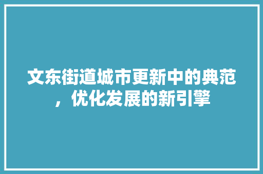 文东街道城市更新中的典范，优化发展的新引擎 百度SEO