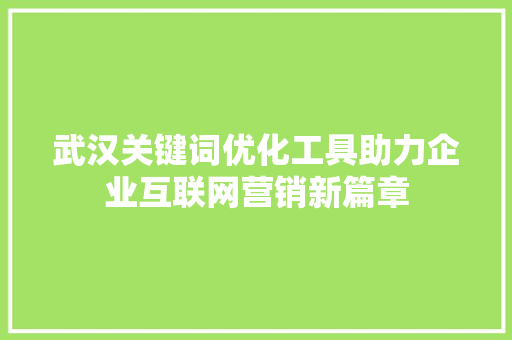 武汉关键词优化工具助力企业互联网营销新篇章 神马SEO