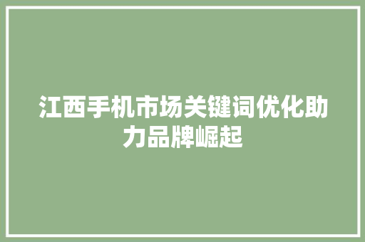 江西手机市场关键词优化助力品牌崛起 百度SEO