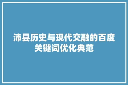 沛县历史与现代交融的百度关键词优化典范 GoogleSEO