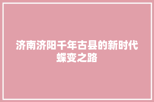 济南济阳千年古县的新时代蝶变之路 神马SEO
