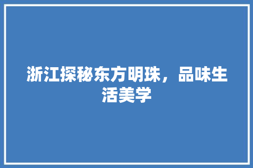 浙江探秘东方明珠，品味生活美学 必应SEO