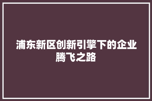 浦东新区创新引擎下的企业腾飞之路 搜狗SEO
