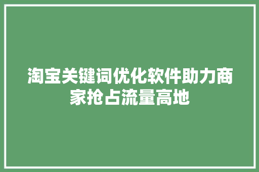 淘宝关键词优化软件助力商家抢占流量高地 百度SEO