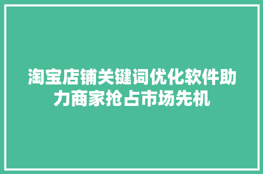 淘宝店铺关键词优化软件助力商家抢占市场先机