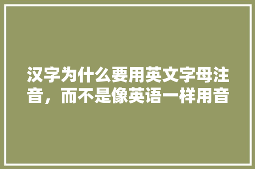 汉字为什么要用英文字母注音，而不是像英语一样用音标注音「误有几个音素」 汉字为什么要用英文字母注音，而不是像英语一样用音标注音「误有几个音素」 必应SEO
