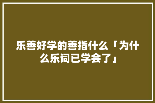 乐善好学的善指什么「为什么乐词已学会了」 乐善好学的善指什么「为什么乐词已学会了」 必应SEO