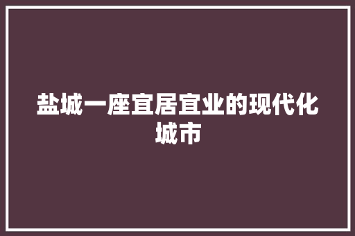 盐城一座宜居宜业的现代化城市