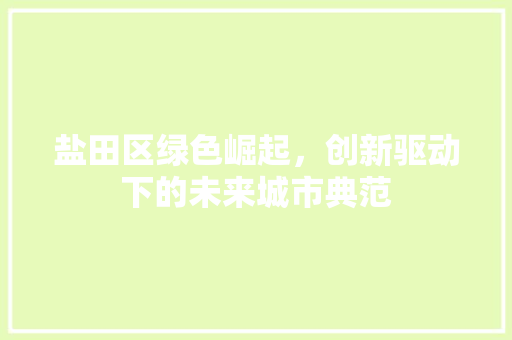 盐田区绿色崛起，创新驱动下的未来城市典范 神马SEO