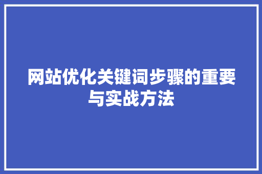 网站优化关键词步骤的重要与实战方法