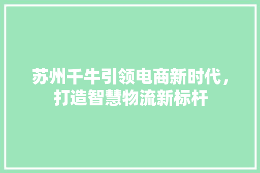 苏州千牛引领电商新时代，打造智慧物流新标杆 必应SEO