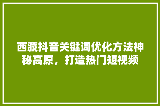 西藏抖音关键词优化方法神秘高原，打造热门短视频 搜狗SEO