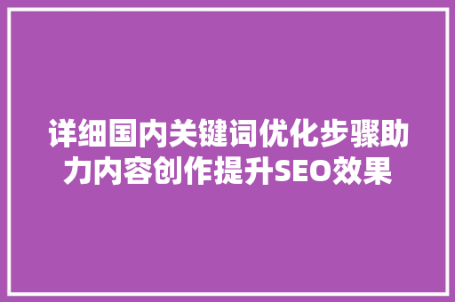 详细国内关键词优化步骤助力内容创作提升SEO效果 GoogleSEO