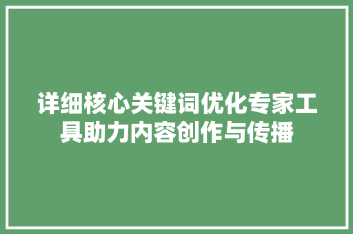 详细核心关键词优化专家工具助力内容创作与传播 搜狗SEO