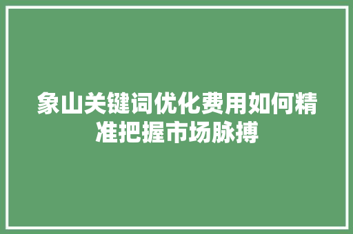 象山关键词优化费用如何精准把握市场脉搏 百度SEO