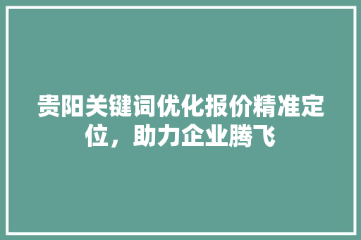 贵阳关键词优化报价精准定位，助力企业腾飞 搜狗SEO