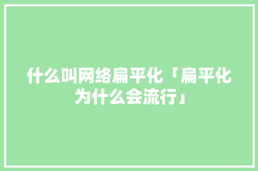 什么叫网络扁平化「扁平化为什么会流行」 什么叫网络扁平化「扁平化为什么会流行」 神马SEO
