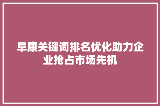 阜康关键词排名优化助力企业抢占市场先机 百度SEO