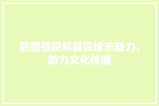 鹤壁短视频展现城市魅力，助力文化传播 必应SEO