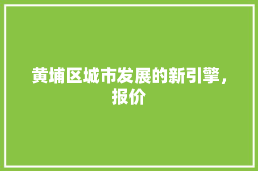 黄埔区城市发展的新引擎，报价 神马SEO