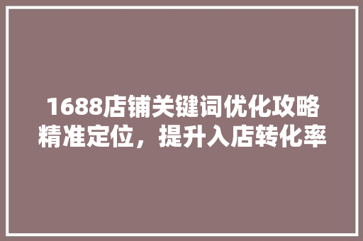 1688店铺关键词优化攻略精准定位，提升入店转化率 百度SEO