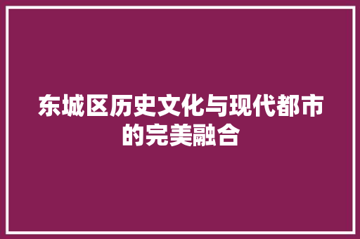 东城区历史文化与现代都市的完美融合 GoogleSEO