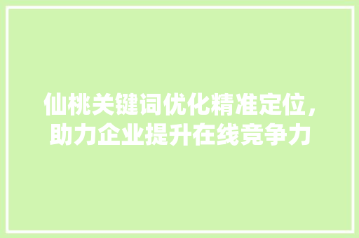 仙桃关键词优化精准定位，助力企业提升在线竞争力