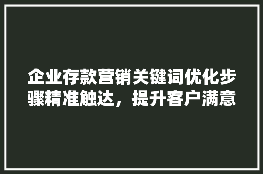 企业存款营销关键词优化步骤精准触达，提升客户满意度 GoogleSEO