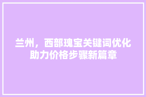 兰州，西部瑰宝关键词优化助力价格步骤新篇章 神马SEO