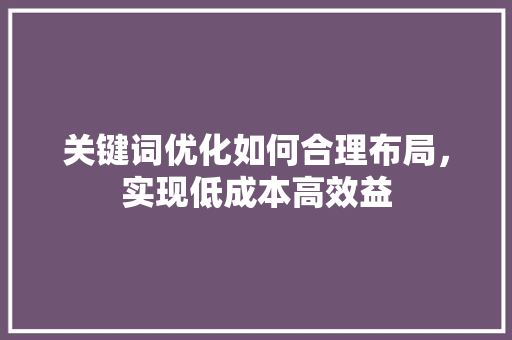 关键词优化如何合理布局，实现低成本高效益 百度SEO