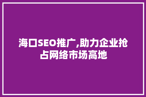 海口SEO推广,助力企业抢占网络市场高地