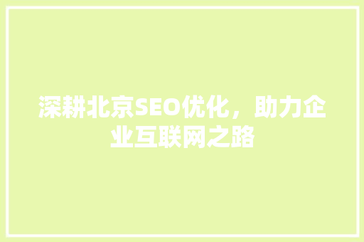 深耕北京SEO优化，助力企业互联网之路