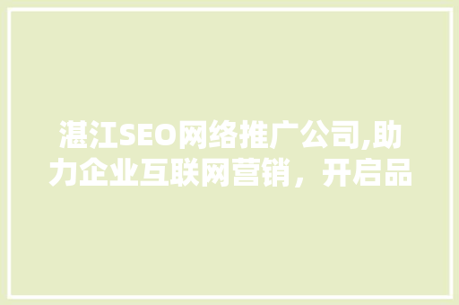 湛江SEO网络推广公司,助力企业互联网营销，开启品牌新篇章 必应SEO