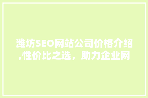 潍坊SEO网站公司价格介绍,性价比之选，助力企业网络营销 必应SEO