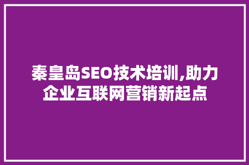 秦皇岛SEO技术培训,助力企业互联网营销新起点 神马SEO