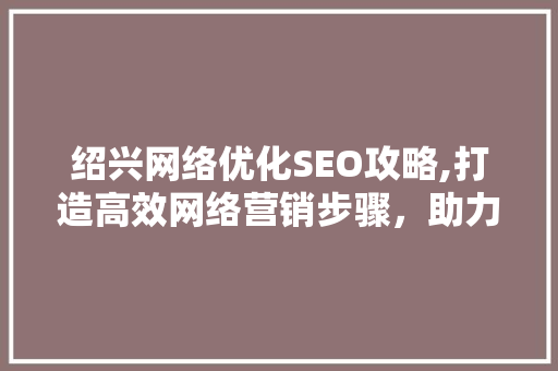 绍兴网络优化SEO攻略,打造高效网络营销步骤，助力企业腾飞 必应SEO