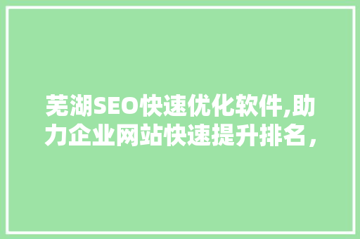 芜湖SEO快速优化软件,助力企业网站快速提升排名，抢占市场先机 必应SEO