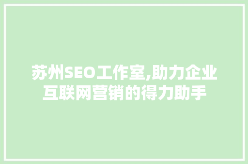 苏州SEO工作室,助力企业互联网营销的得力助手 百度SEO
