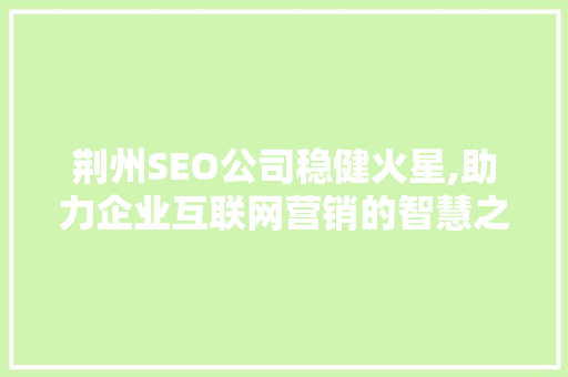 荆州SEO公司稳健火星,助力企业互联网营销的智慧之选 百度SEO