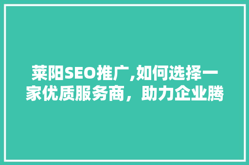 莱阳SEO推广,如何选择一家优质服务商，助力企业腾飞 必应SEO