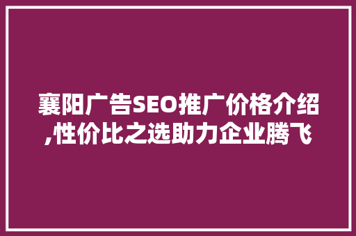 襄阳广告SEO推广价格介绍,性价比之选助力企业腾飞