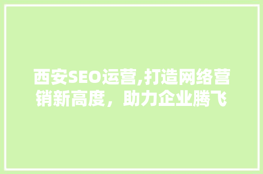 西安SEO运营,打造网络营销新高度，助力企业腾飞 必应SEO