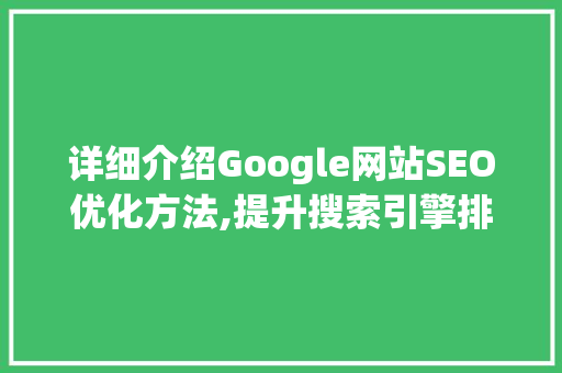 详细介绍Google网站SEO优化方法,提升搜索引擎排名的黄金指南 必应SEO