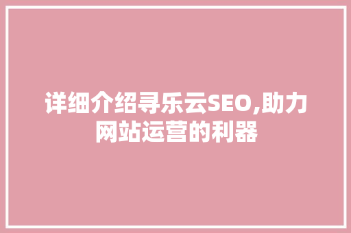 详细介绍寻乐云SEO,助力网站运营的利器 必应SEO