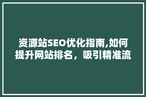 资源站SEO优化指南,如何提升网站排名，吸引精准流量 必应SEO