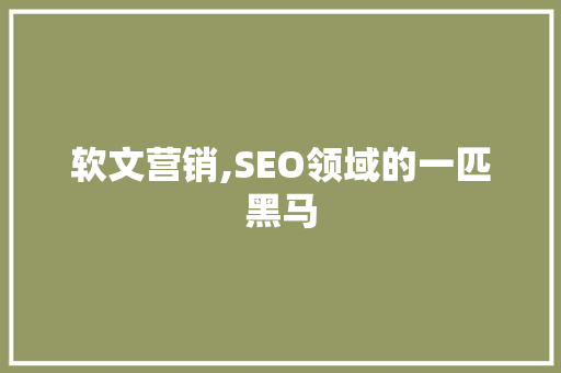 软文营销,SEO领域的一匹黑马 百度SEO