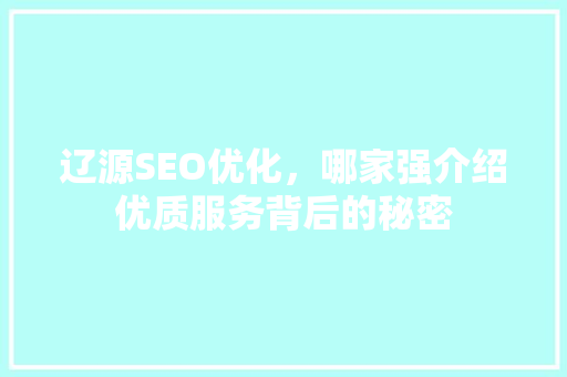 辽源SEO优化，哪家强介绍优质服务背后的秘密 GoogleSEO